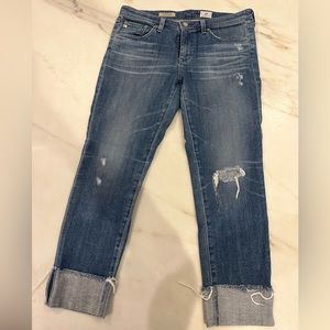 Adriano Goldschmied AG Stevie Cuff Slim Straight denim cropped jeans size 30
